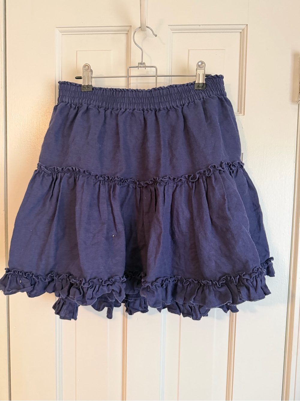 Hill House Navy Ruffled Tiered Mini Skirt
